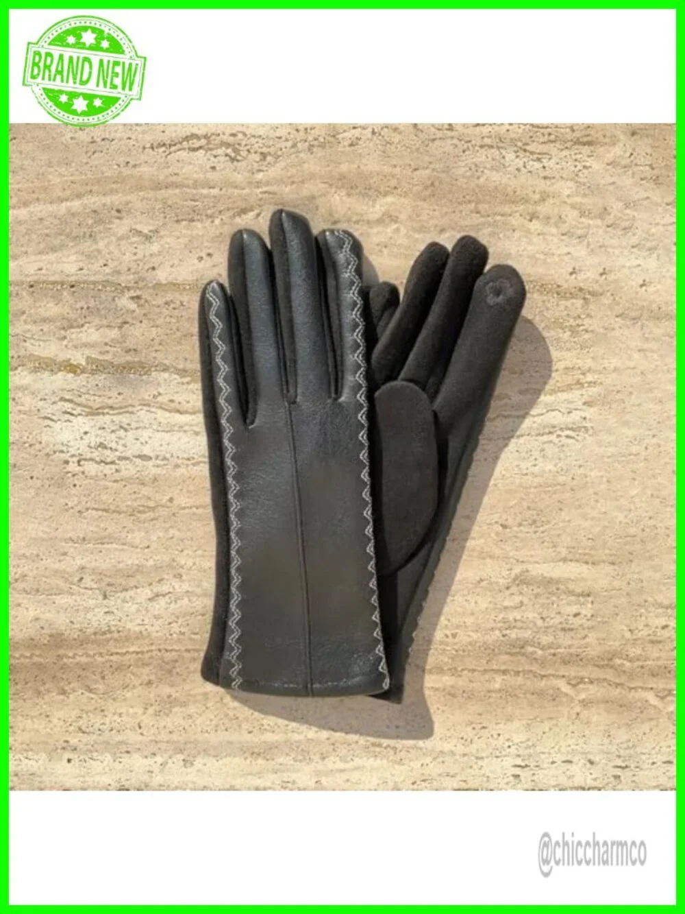 Faux Leather Gloves with Touchscreen Fingertips